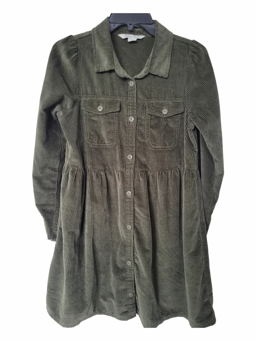 American Eagle Outfitters Olive Green Corduroy Long Sleeve Mini Dress size XS